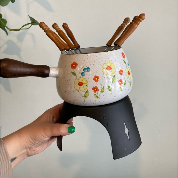 🌼vintage floral fondue set - Picture 3 of 14